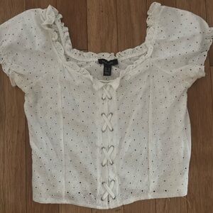 White Embroidered Crop Top